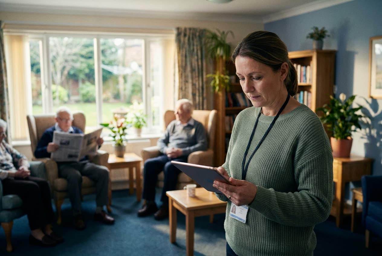 Care team member querying operations from a tablet